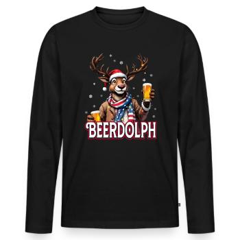 Weihnachten Bier Rudolf das Rentier lustiges Ugly - Männer Premium Bio Langarmshirt - Schwarz - Vorne - Nico (187cm)