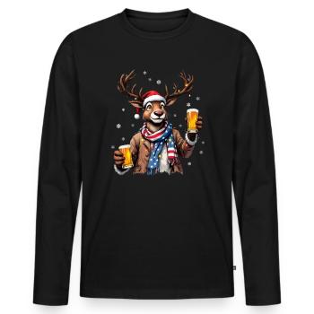 Weihnachten Bier Rudolf das Rentier lustiges Ugly - Männer Premium Bio Langarmshirt - Schwarz - Vorne - Nico (187cm)