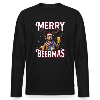 Weihnachten Bier Rudolf das Rentier lustiges Ugly - Männer Premium Bio Langarmshirt - Schwarz - Vorne - Nico (187cm)