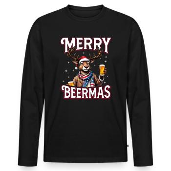 Weihnachten Bier Rudolf das Rentier lustiges Ugly - Männer Premium Bio Langarmshirt - Schwarz - Vorne - Nico (187cm)