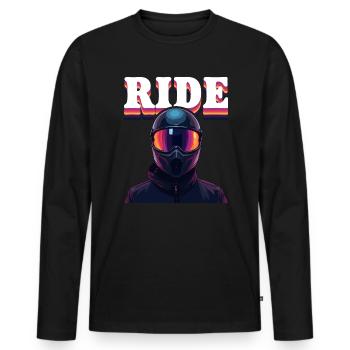 Design de motard cool avec le texte - T-shirt manches longues Premium bio Homme - noir - Devant - Nico (187cm)
