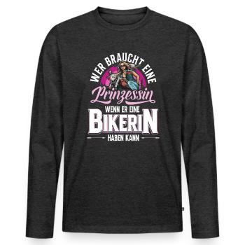 Moto motard motard qui a besoin - T-shirt manches longues Premium bio Homme - anthracite chiné - Devant - Nico (187cm)
