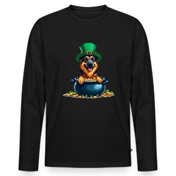 German Shepherd St. Patrick's Day Outfit Dogs - Men's Premium Organic Long Sleeve Shirt - black - Front - Nico (187cm)