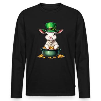 Goat St. Patrick's Day Outfit Goats - Men's Premium Organic Long Sleeve Shirt - black - Front - Nico (187cm)