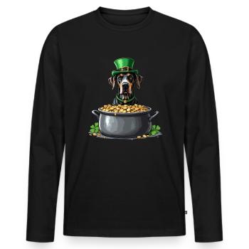 Great Dane St. Patrick's Day Outfit Dogs - Men's Premium Organic Long Sleeve Shirt - black - Front - Nico (187cm)