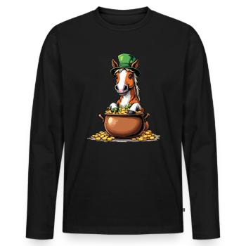 Horse St. Patrick's Day Outfit Horses - Men's Premium Organic Long Sleeve Shirt - black - Front - Nico (187cm)