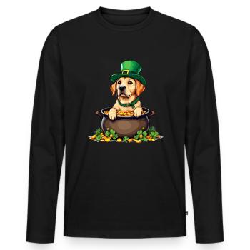 Golden Retriever St. Patrick's Day Outfit Dogs - Men's Premium Organic Long Sleeve Shirt - black - Front - Nico (187cm)