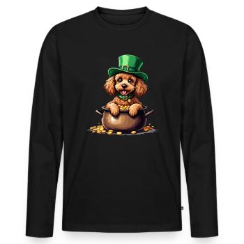 Poodle St. Patrick's Day Outfit Dogs - Men's Premium Organic Long Sleeve Shirt - black - Front - Nico (187cm)