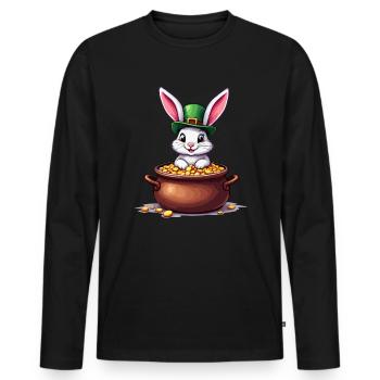 Bunny St. Patrick's Day Outfit Bunnies - Men's Premium Organic Long Sleeve Shirt - black - Front - Nico (187cm)