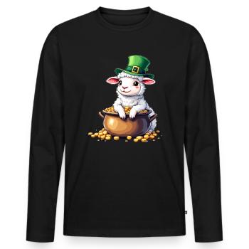 Schaf St. Patricks Day Outfit Schäfer Schafe - Männer Premium Bio Langarmshirt - Schwarz - Vorne - Nico (187cm)