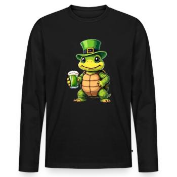 Schildkröte St. Patricks Day Bier Outfit Hunde - Männer Premium Bio Langarmshirt - Schwarz - Vorne - Nico (187cm)
