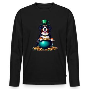 Bernese Mountain Dog St. Patrick's Day Outfit Dogs - Men's Premium Organic Long Sleeve Shirt - black - Front - Nico (187cm)
