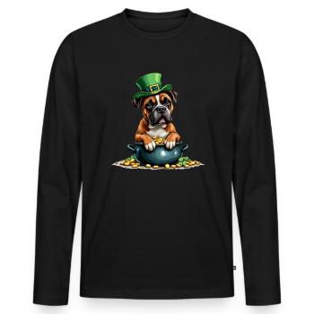 Boxer Tenue de la Saint-Patrick Chiens - T-shirt manches longues Premium bio Homme - noir - Devant - Nico (187cm)