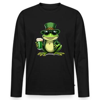 Frosch St. Patricks Day Bier Outfit Frösche - Männer Premium Bio Langarmshirt - Schwarz - Vorne - Nico (187cm)