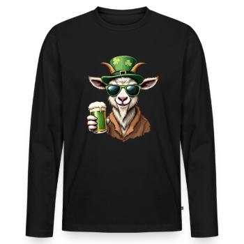 Ziege St. Patricks Day Bier Outfit Ziegen - Männer Premium Bio Langarmshirt - Schwarz - Vorne - Nico (187cm)