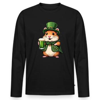 Hamster St. Patricks Day Bier Outfit Hamster - Männer Premium Bio Langarmshirt - Schwarz - Vorne - Nico (187cm)