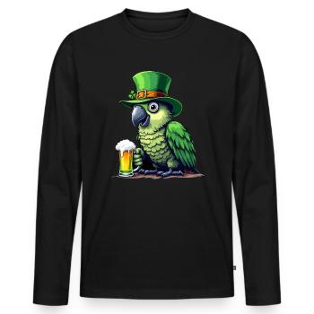 Papagei St. Patricks Day Bier Outfit Papageien - Männer Premium Bio Langarmshirt - Schwarz - Vorne - Nico (187cm)