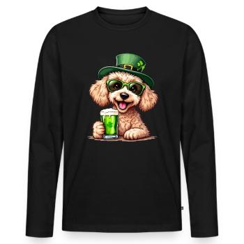 Poodle St. Patrick's Day Beer Outfit Dogs - Men's Premium Organic Long Sleeve Shirt - black - Front - Nico (187cm)