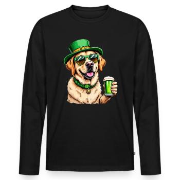 Golden Retriever St. Patrick's Day Beer Outfit - Men's Premium Organic Long Sleeve Shirt - black - Front - Nico (187cm)