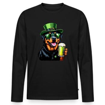Rottweiler St. Patricks Day Bier Outfit Hunde - Männer Premium Bio Langarmshirt - Schwarz - Vorne - Nico (187cm)