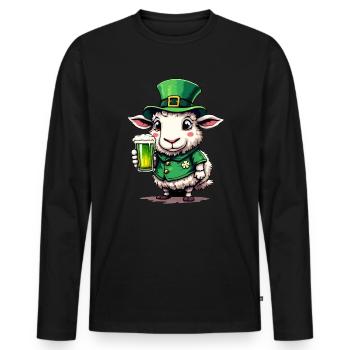 Mouton Saint-Patrick Bière Berger Tenue Mouton - T-shirt manches longues Premium bio Homme - noir - Devant - Nico (187cm)