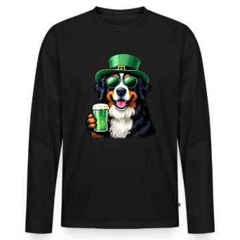 Berner Sennenhund St. Patricks Day Bier Outfit - Männer Premium Bio Langarmshirt - Schwarz - Vorne - Nico (187cm)