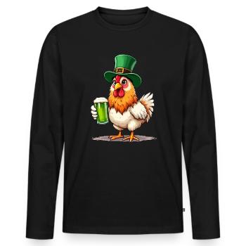 Huhn St. Patricks Day Bier Outfit Hühner - Männer Premium Bio Langarmshirt - Schwarz - Vorne - Nico (187cm)
