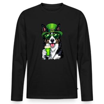 Collie St. Patricks Day Bier Outfit Hunde - Männer Premium Bio Langarmshirt - Schwarz - Vorne - Nico (187cm)