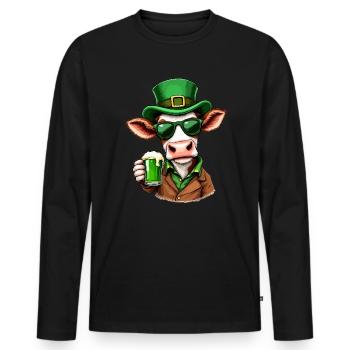 Kuh St. Patricks Day Bier Outfit Landwirt Kühe - Männer Premium Bio Langarmshirt - Schwarz - Vorne - Nico (187cm)