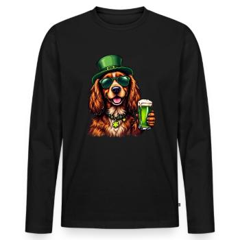 Cocker Spaniel St. Patricks Day Bier Outfit Hunde - Männer Premium Bio Langarmshirt - Schwarz - Vorne - Nico (187cm)