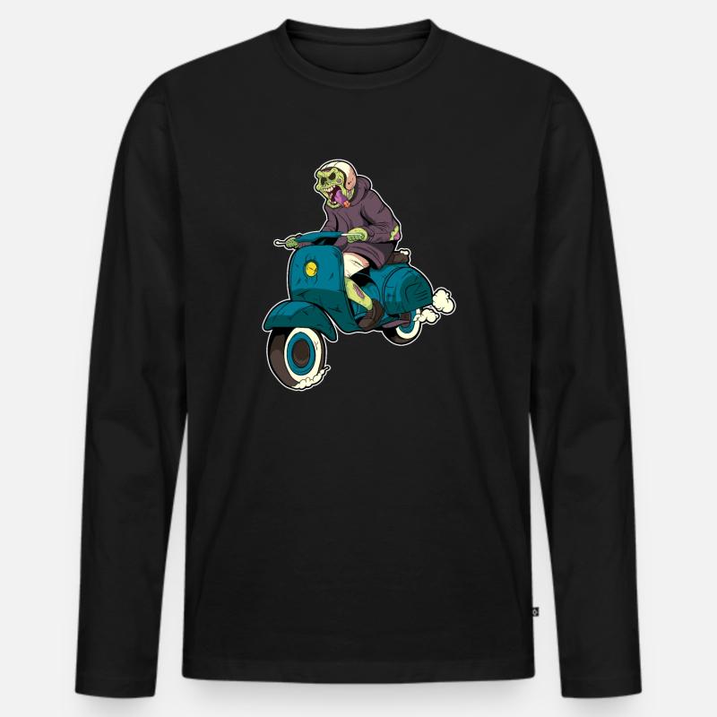 Halloween Rollerfahrer Motorroller Zombie Geschenk - Männer Premium Bio Langarmshirt - Schwarz