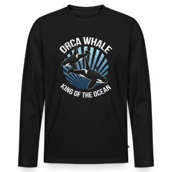 Orca - Männer Premium Bio Langarmshirt - Schwarz - Vorne - Nico (187cm)