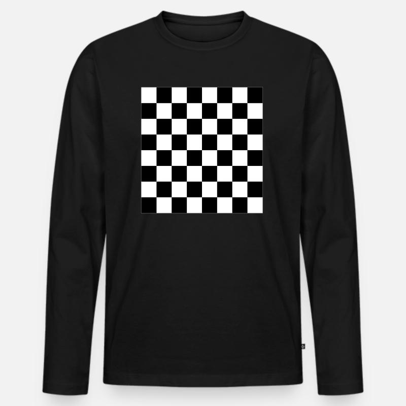 Schach Brett - Vector Design - Männer Premium Bio Langarmshirt - Schwarz