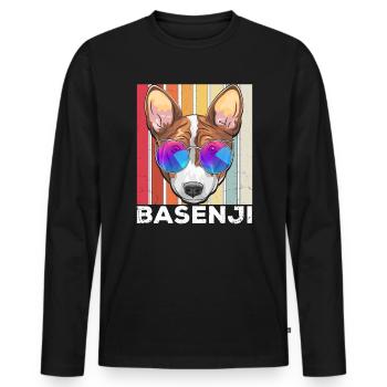 Basenji - Männer Premium Bio Langarmshirt - Schwarz - Vorne - Nico (187cm)