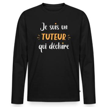 je suis un tuteur qui déchire - T-shirt manches longues Premium bio Homme - noir - Devant - Nico (187cm)