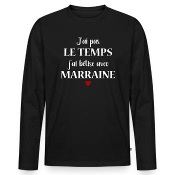 bêtise avec marraine - T-shirt manches longues Premium bio Homme - noir - Devant - Nico (187cm)
