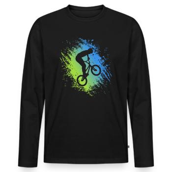 BMX Fahrrad Stunt Rad Freestyle BMX Fahrer - Männer Premium Bio Langarmshirt - Schwarz - Vorne - Nico (187cm)