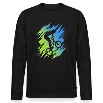 BMX Fahrer Freestyle Rad Stunt BMX Fahrrad - Männer Premium Bio Langarmshirt - Schwarz - Vorne - Nico (187cm)
