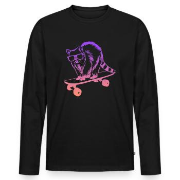 Skater Waschbär Skateboard Tricks Skateboarding - Männer Premium Bio Langarmshirt - Schwarz - Vorne - Nico (187cm)