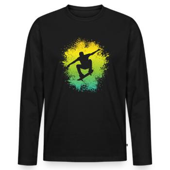 Skateboarding Tricks Skaten Skater Skateboard - Männer Premium Bio Langarmshirt - Schwarz - Vorne - Nico (187cm)