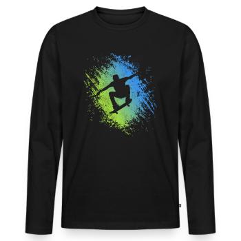 Skaten Skateboarding Tricks Skateboard Skater - Männer Premium Bio Langarmshirt - Schwarz - Vorne - Nico (187cm)