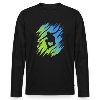 Skateboarding Tricks Skateboard Skater - Männer Premium Bio Langarmshirt - Schwarz - Vorne - Nico (187cm)