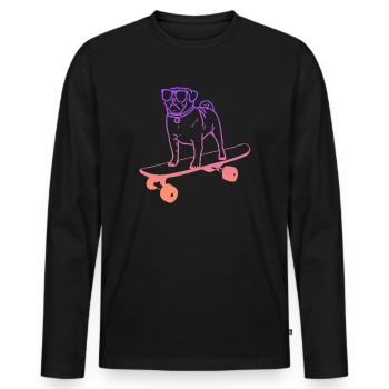Skateboarding Mops Skateboard Tricks Skater - Männer Premium Bio Langarmshirt - Schwarz - Vorne - Nico (187cm)