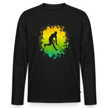 Floorball Player Floorball Floorball Player - Men's Premium Organic Long Sleeve Shirt - black - Front - Nico (187cm)