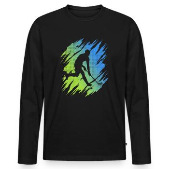 Floorball Player Floorball Player Floorball - Men's Premium Organic Long Sleeve Shirt - black - Front - Nico (187cm)