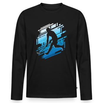 Floorball Player Floorballer Graphic Floorball - Men's Premium Organic Long Sleeve Shirt - black - Front - Nico (187cm)