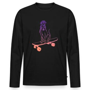 Skateboarder Dog Skating Skateboard - Men's Premium Organic Long Sleeve Shirt - black - Front - Nico (187cm)