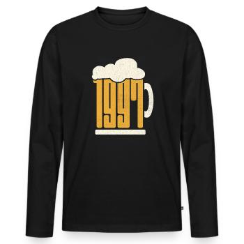 26. Geburtstag Biertrinker 26 Jahre Jahrgang 1997 - Männer Premium Bio Langarmshirt - Schwarz - Vorne - Nico (187cm)