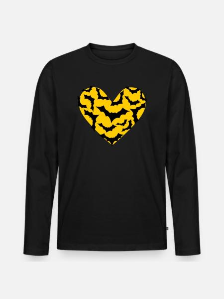 Field Mus Hjerte Bat Moon - Premium økologisk langærmet T-shirt til mænd - sort