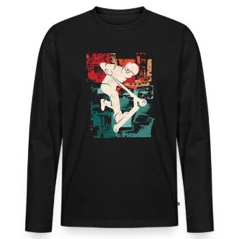 Cascade Scooter Tricks Vintage Kick Scooter - T-shirt manches longues Premium bio Homme - noir - Devant - Nico (187cm)